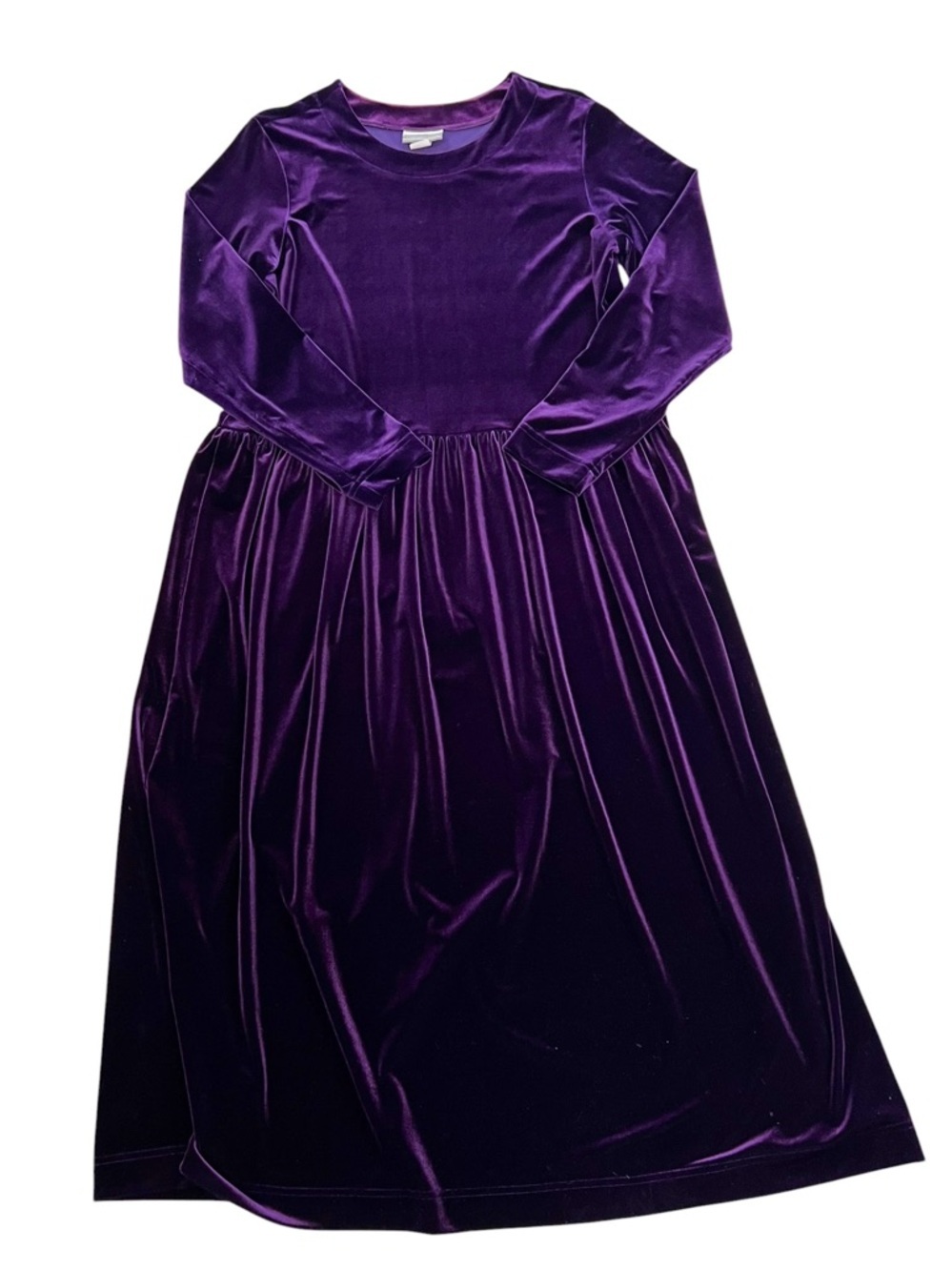 Coldwater Creek Long Velvet Dress XL Purple Soft Velour Pullover Maxi